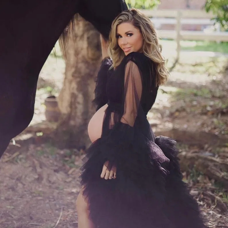 Tulle Black Statement Robe | Size 8-16