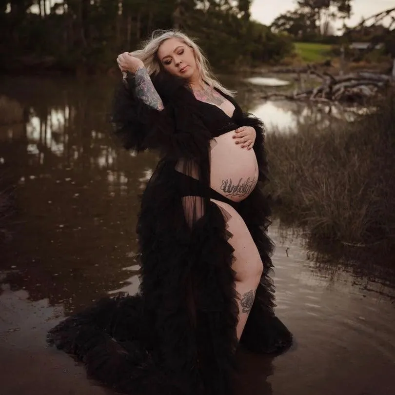 Tulle Black Statement Robe | Size 8-16