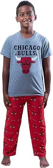 Ultra Game NBA Official Youth 2 Piece T-Shirt & Lounge Pants Pajama Set, Chicago Bulls, Boys Sizes|Chicago Bulls