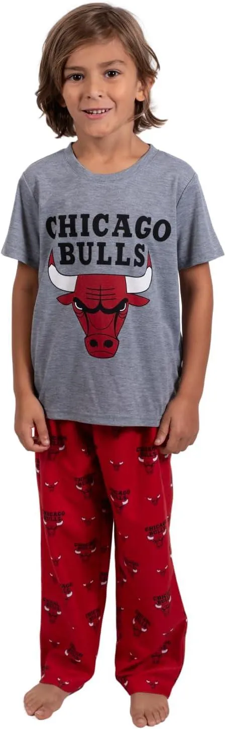Ultra Game NBA Official Youth 2 Piece T-Shirt & Lounge Pants Pajama Set, Chicago Bulls, Boys Sizes|Chicago Bulls
